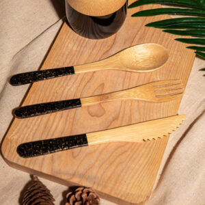 Decorative Handled Bamboo Cutlery Set - 3 Pieces ( ECO32 )